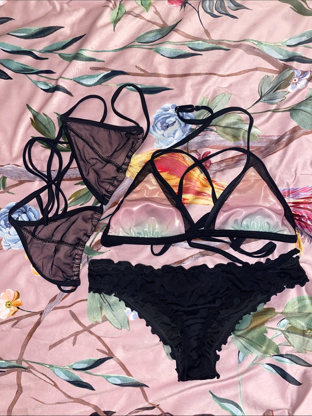 Black & Iradescent Triangle Bikini Set